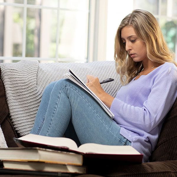 A girl doing her homework