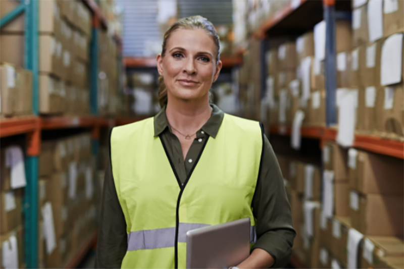 Supply chain frontline worker in a warehouse