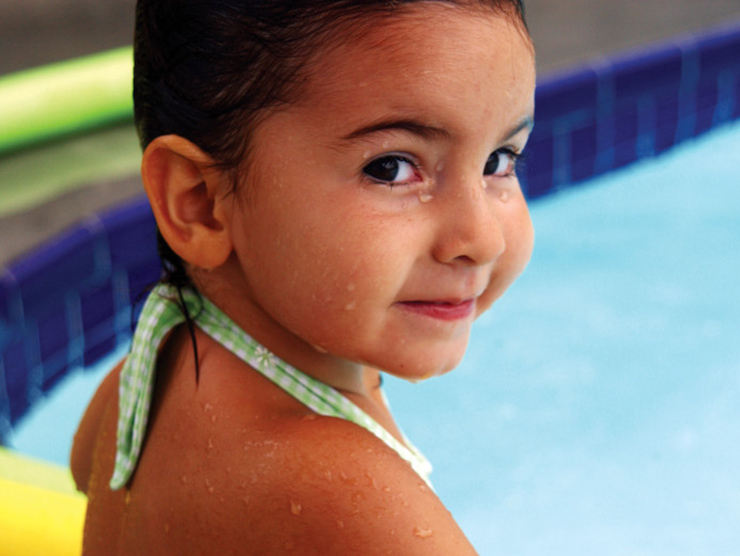 preschool girl at the pool
