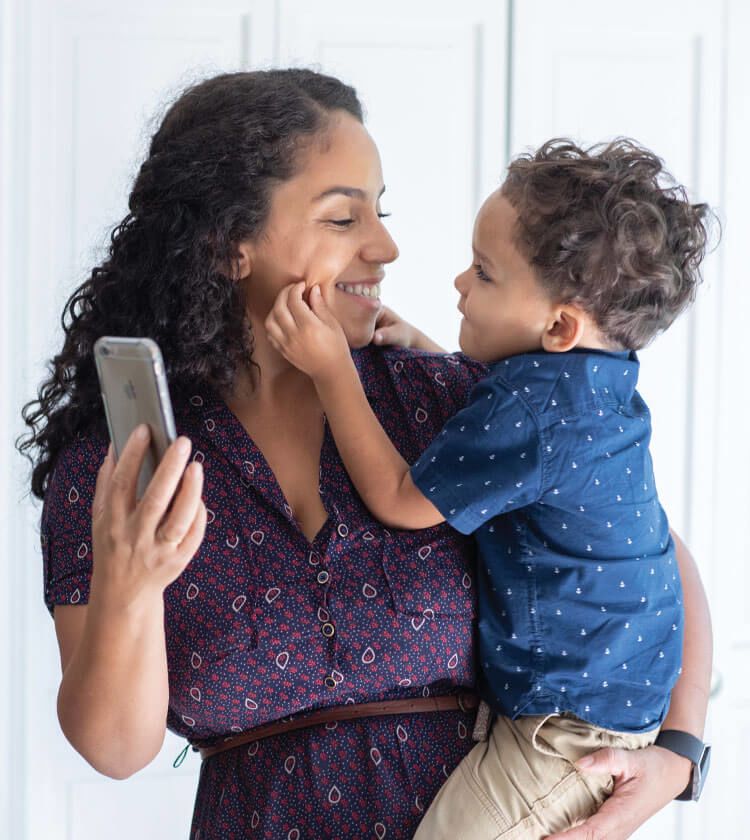 mother holding child