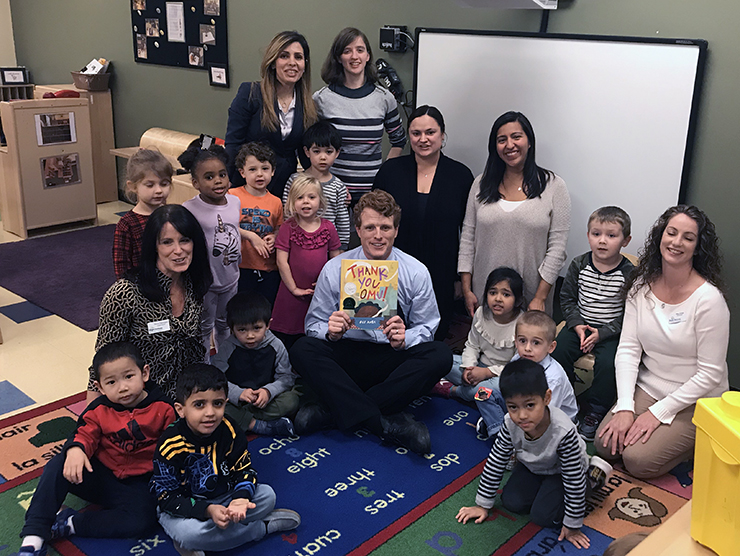 Massachusetts Rep. Joseph P. Kennedy III reads to children at Bright Horizons at Newton for "Read for the Record."