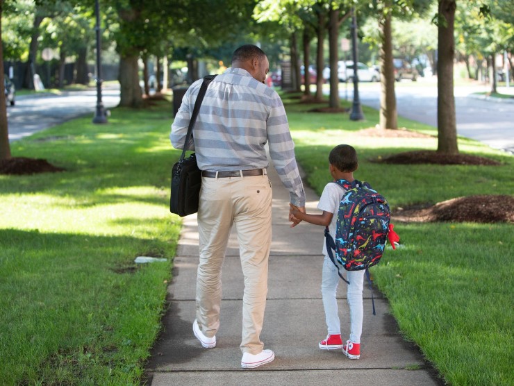 dad walking with son