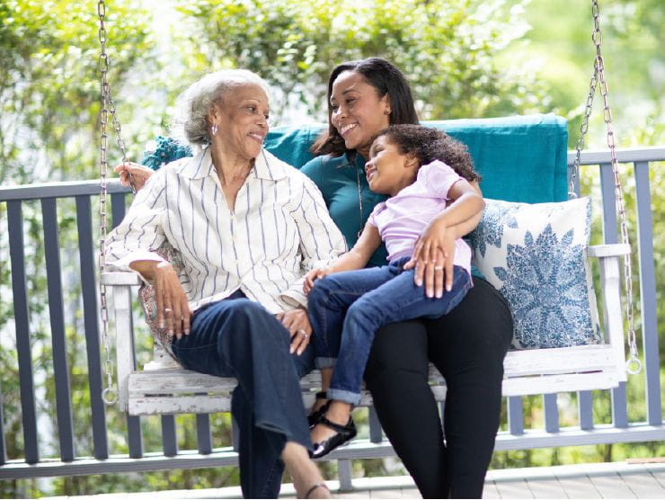 Grandparent sitting with children