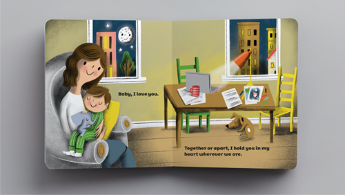 Interior page of "Mommy Goes to Work" children's book by Jossy Lee