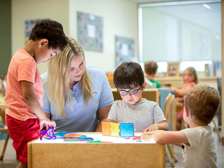 Teacher and children during a STEM lesson