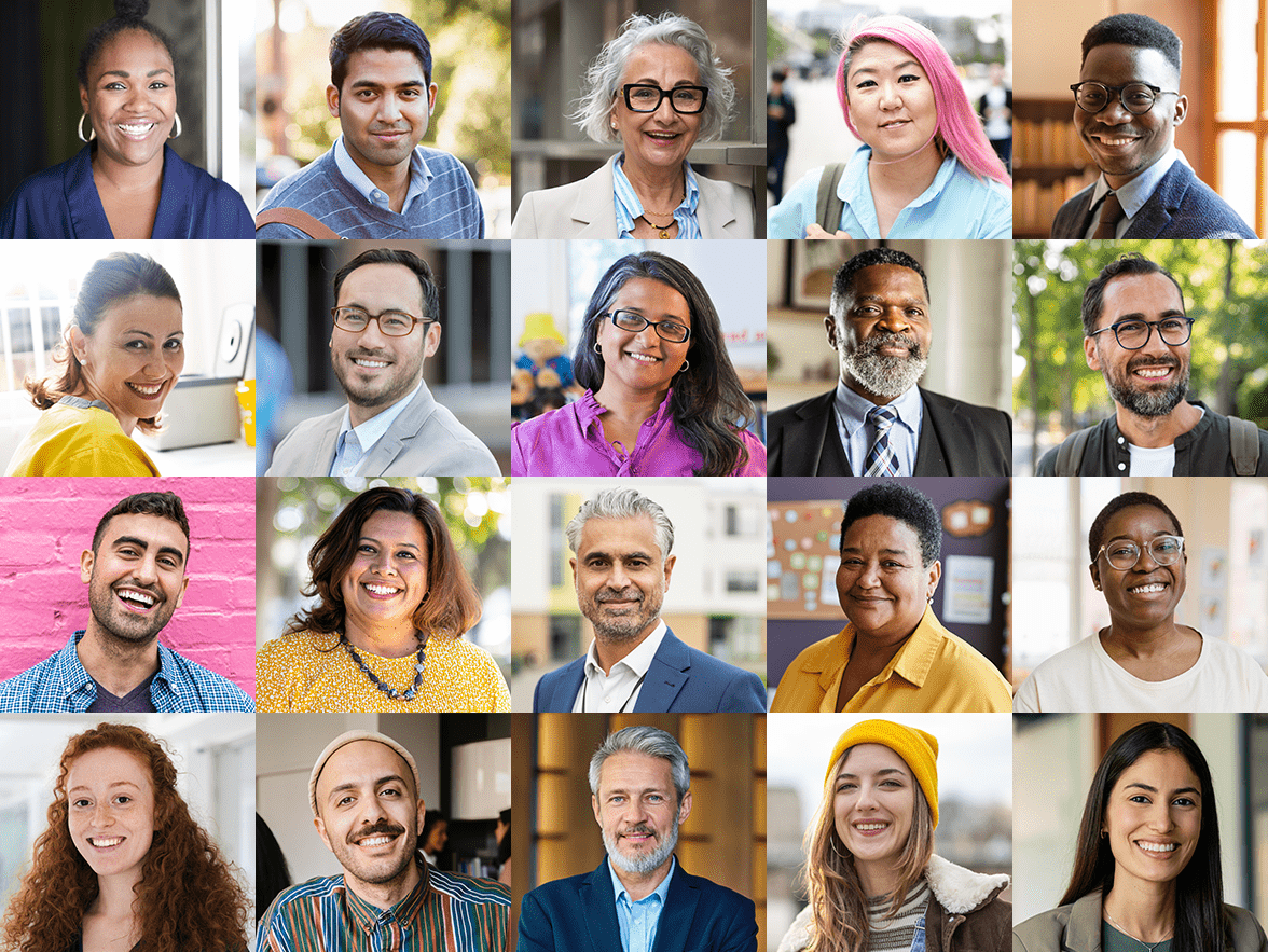 Collage of employees across ages and life stages