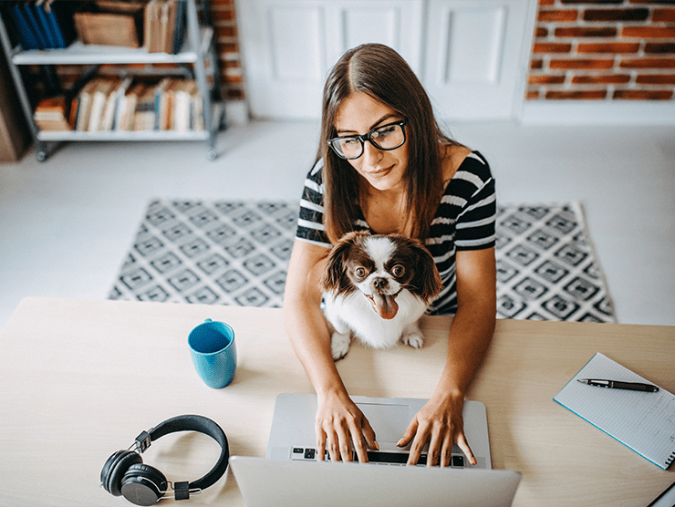 Woman working from home in a professional setting
