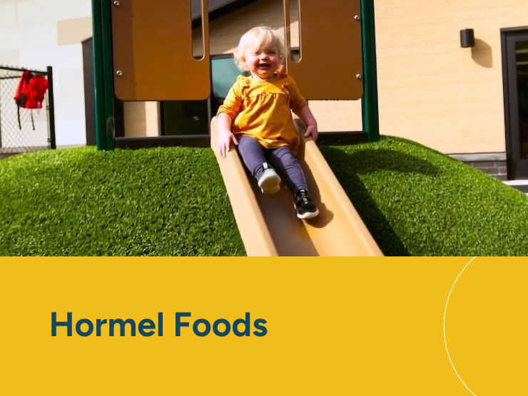 Hormel Foods with little girl going down a slide
