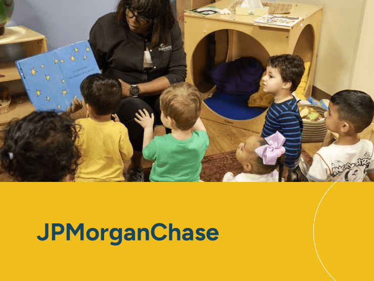 JPMorganChase with caregiver reading to group of children