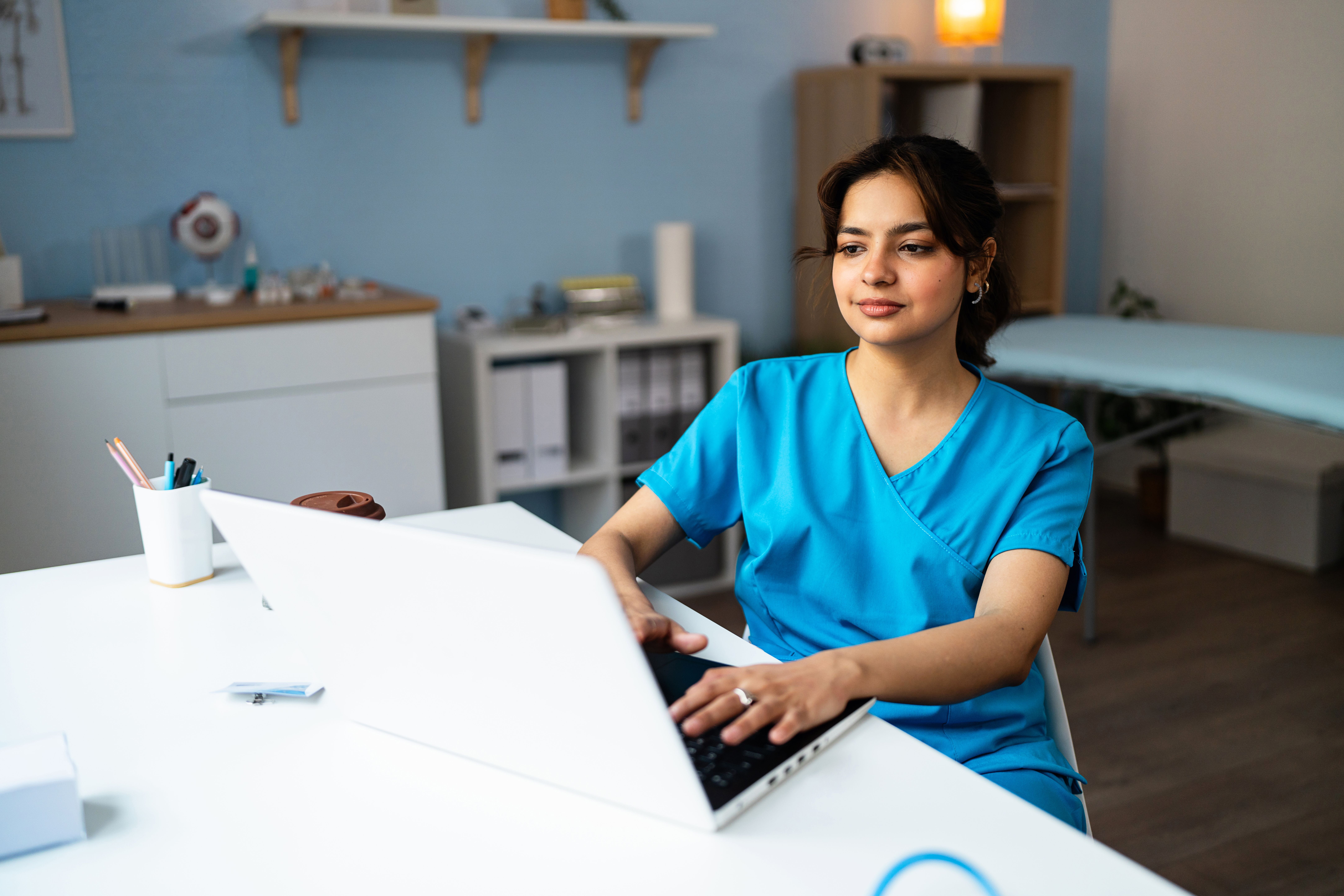 Nurse on computer