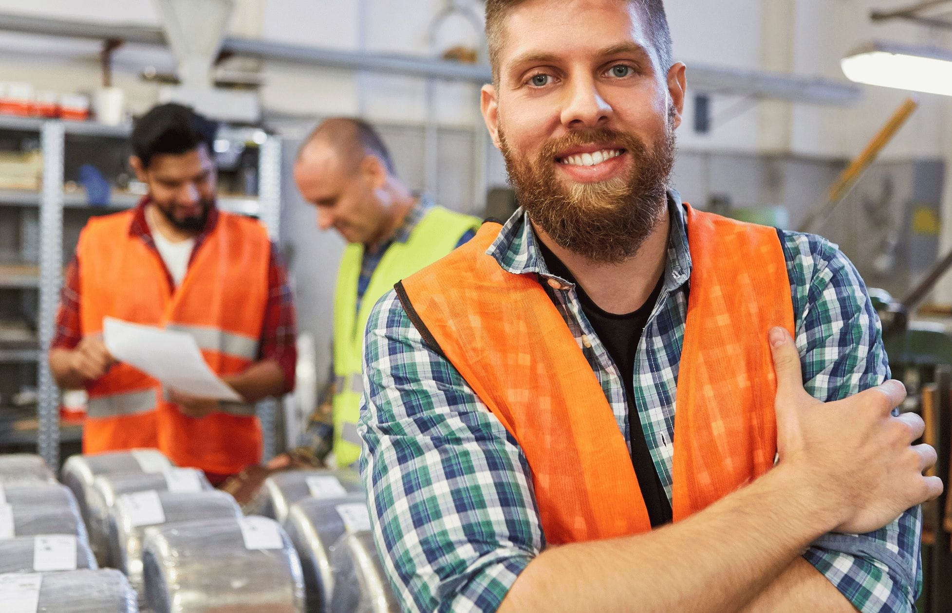 warehouse employees working