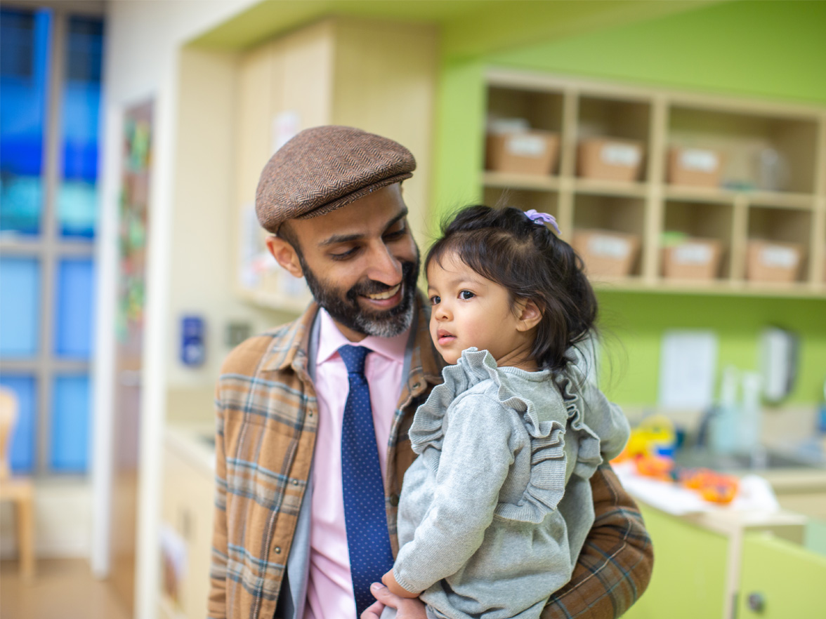 Bright Horizons Modern Family Index Father with Toddler Daughter in Center