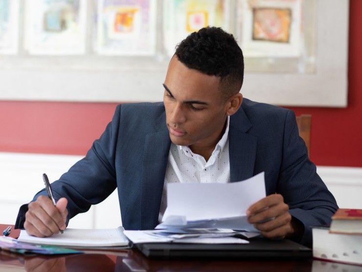 man studying