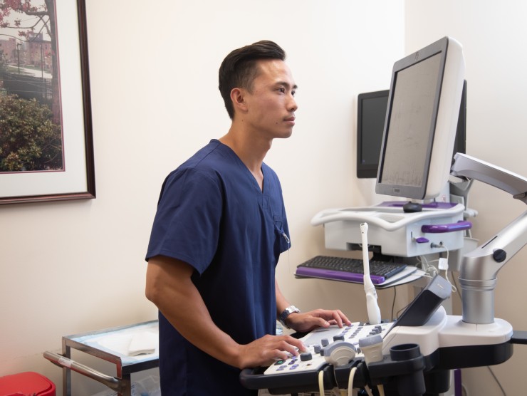 nurse at computer