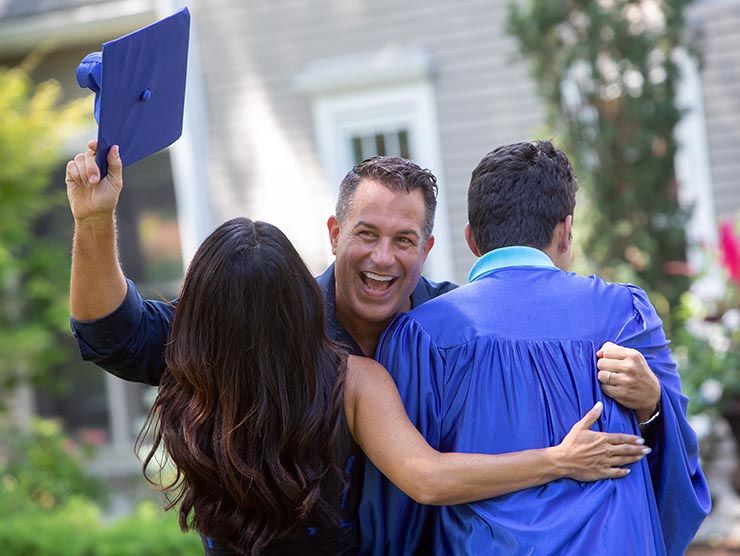 Family celebrating graduation