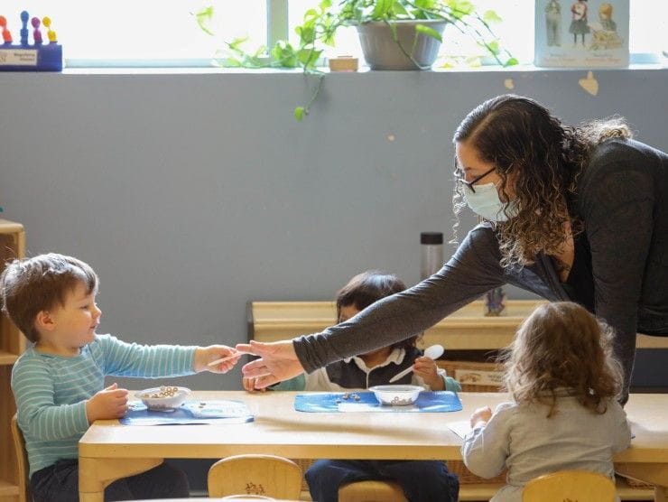 teacher with students