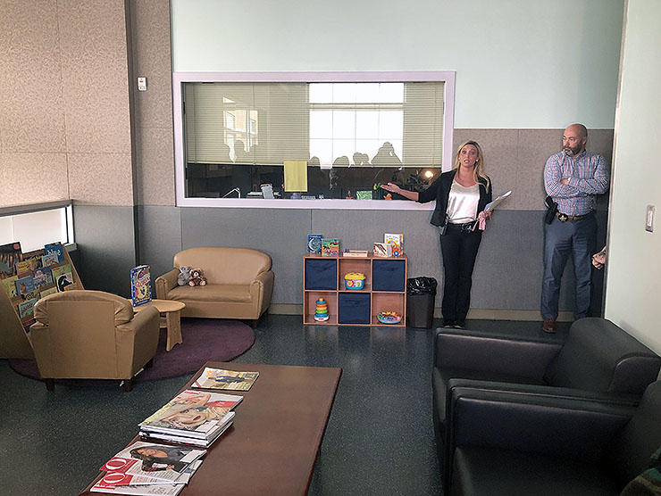 Aurora Police Department (IL) show off the new Bright Space for children who visit their headquarters.