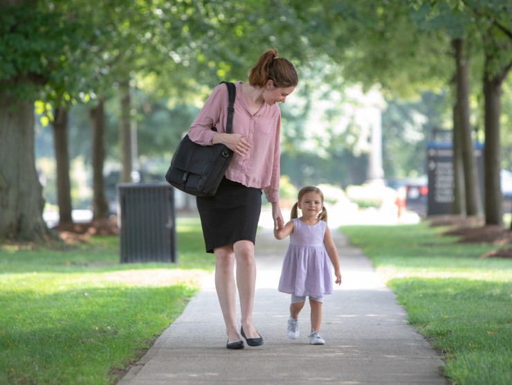 mother and child walking 