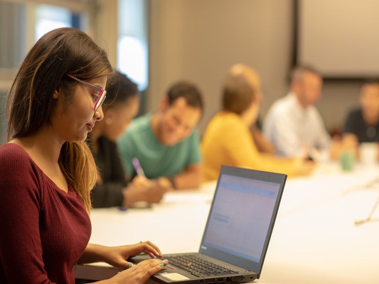 employee with laptop 