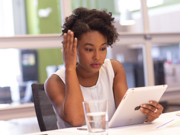 Stressed woman at work