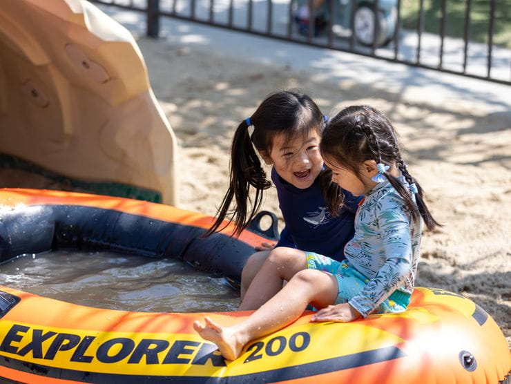 two girls playing 