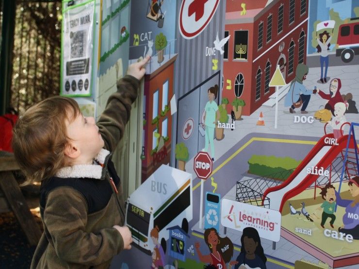 child with mural 