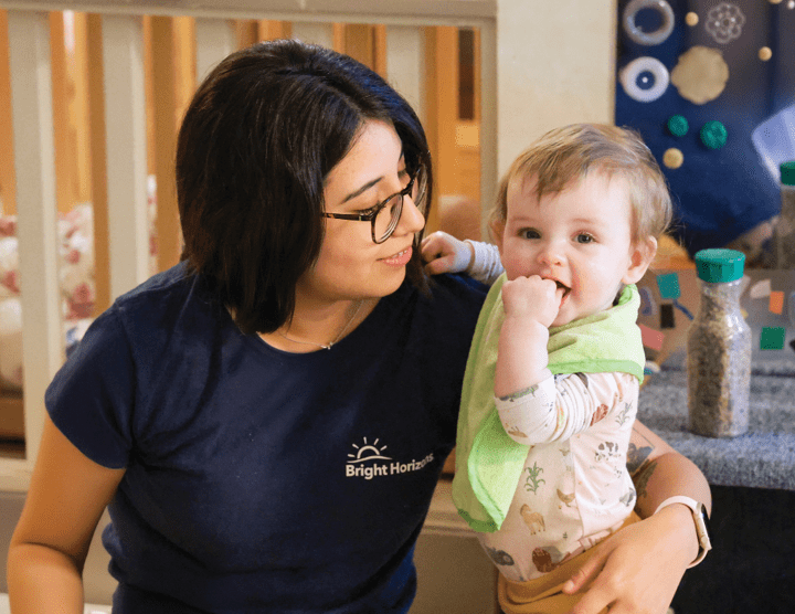 Teacher in a center with a small child