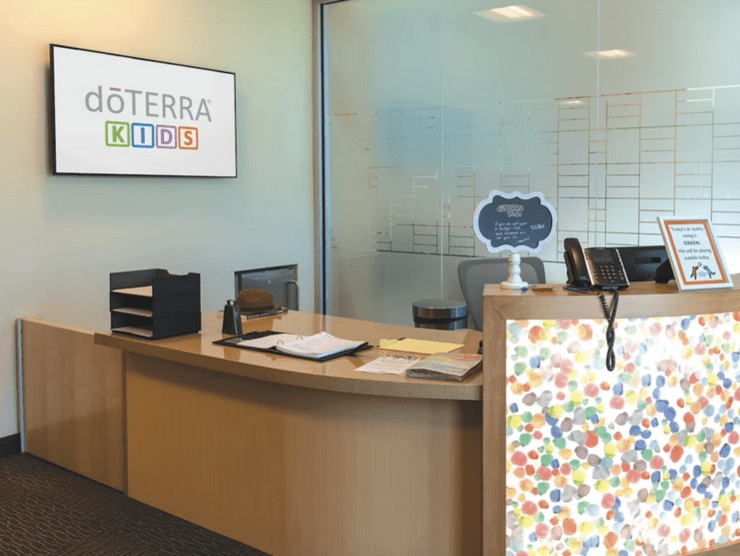 Check-in desk at the Doterra center