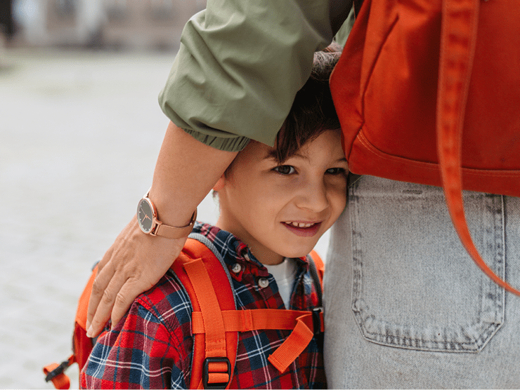 Kindergarten boy with a parent