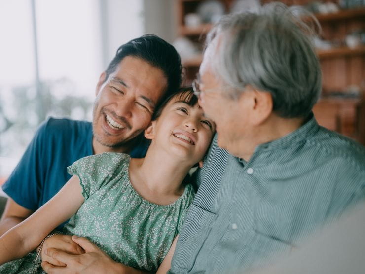 Family of three spending time together
