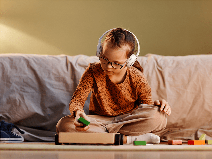 School-aged child studying