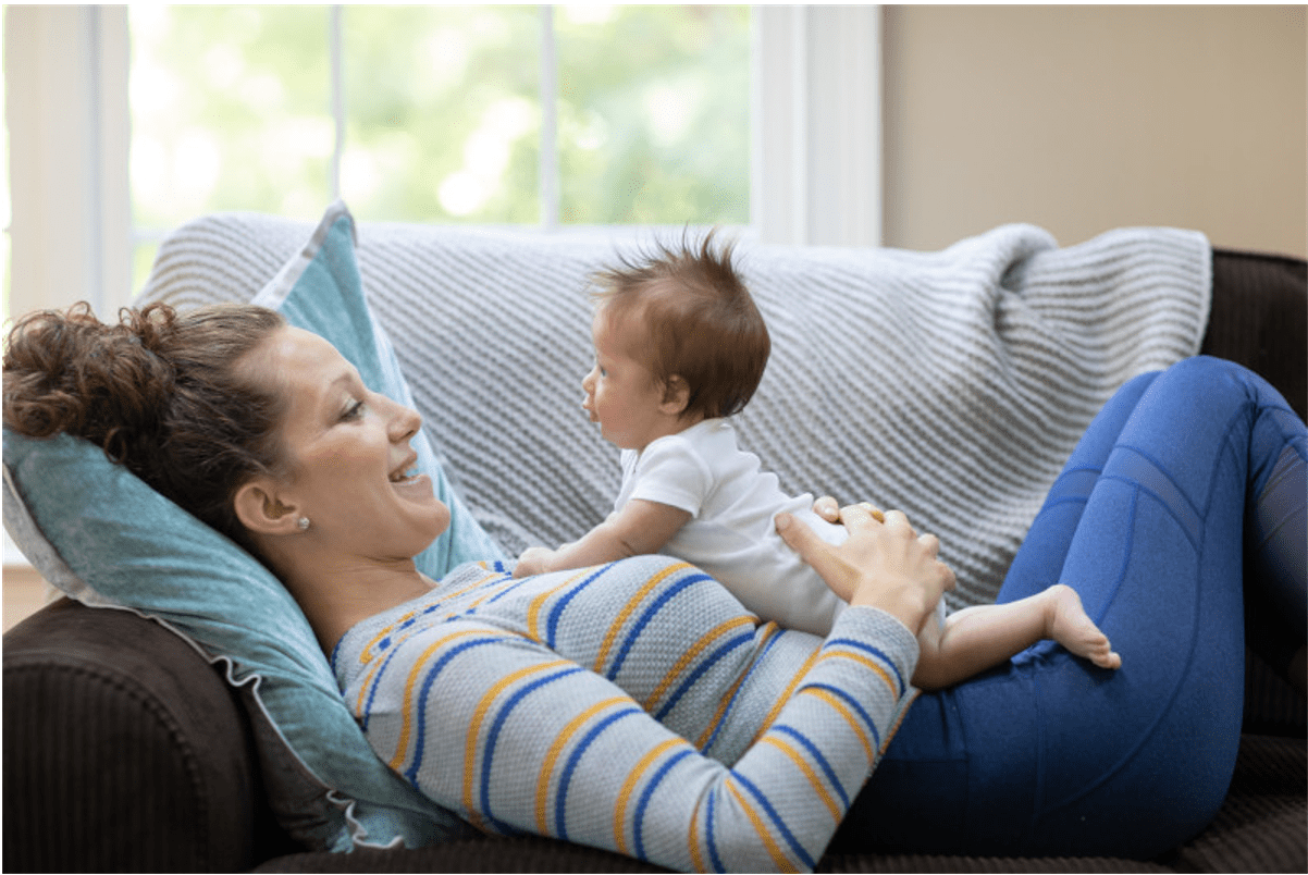 Mom and daughter reading