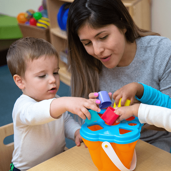 Children playing at open house