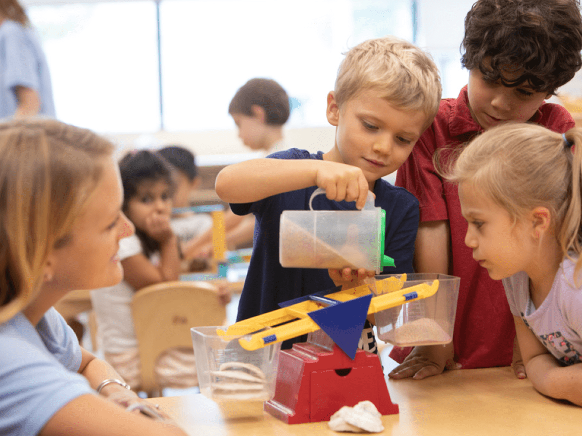 Preschoolers working on a project