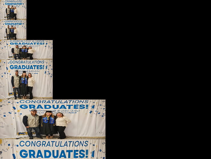 Josh Vinson with his family at his daughter's graduation