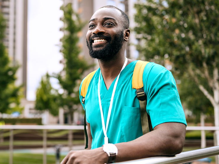 Male healthcare worker smiling