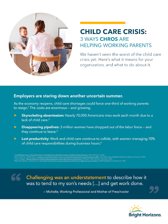 New Tip Sheet: Child Care Crisis: 3 Ways CHROs are Helping Working Parents 