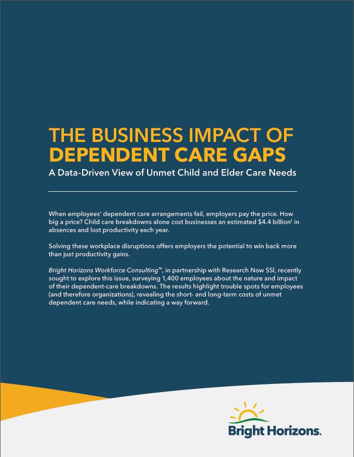A preview of the cover of the Business case for backup care report.