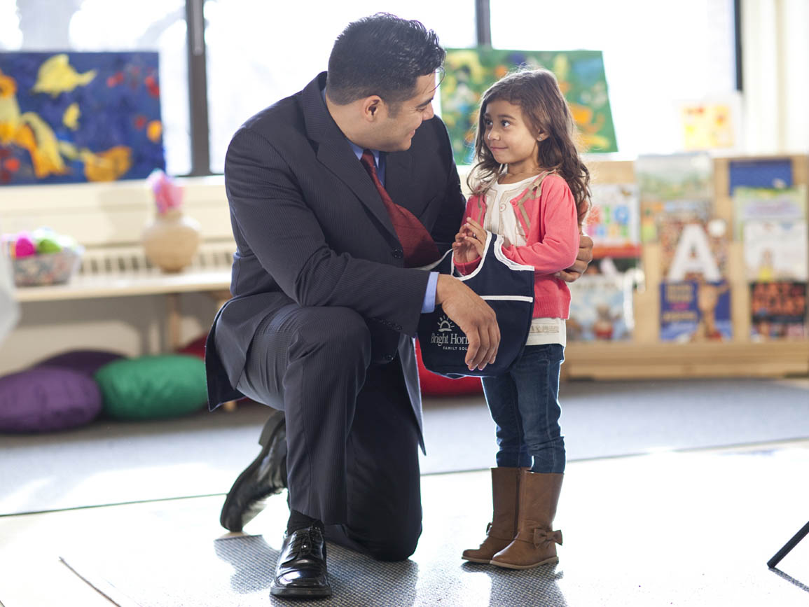 Father and daughter at a child care center