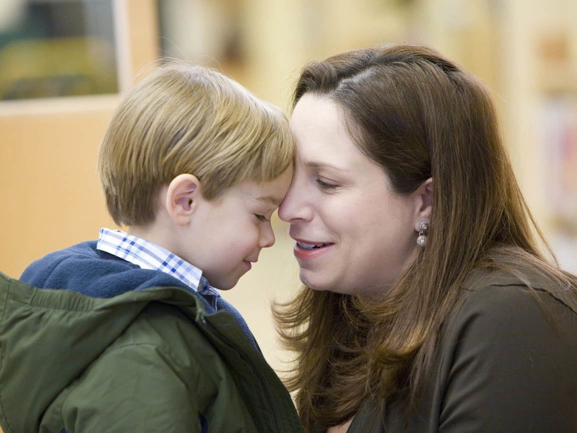 A mother and her son at a child care center