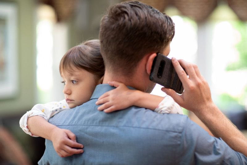 Dad trying to work and care for his preschooler at home