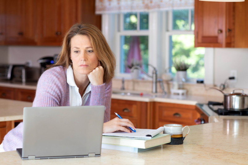 Employee working from home feeling burned out