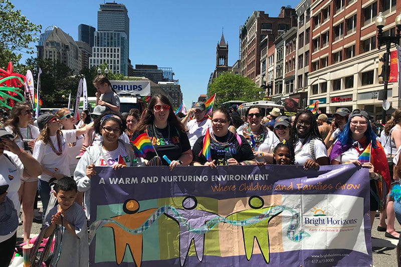 Bright Horizons employees marching in Boston's 2019 Pride Parade
