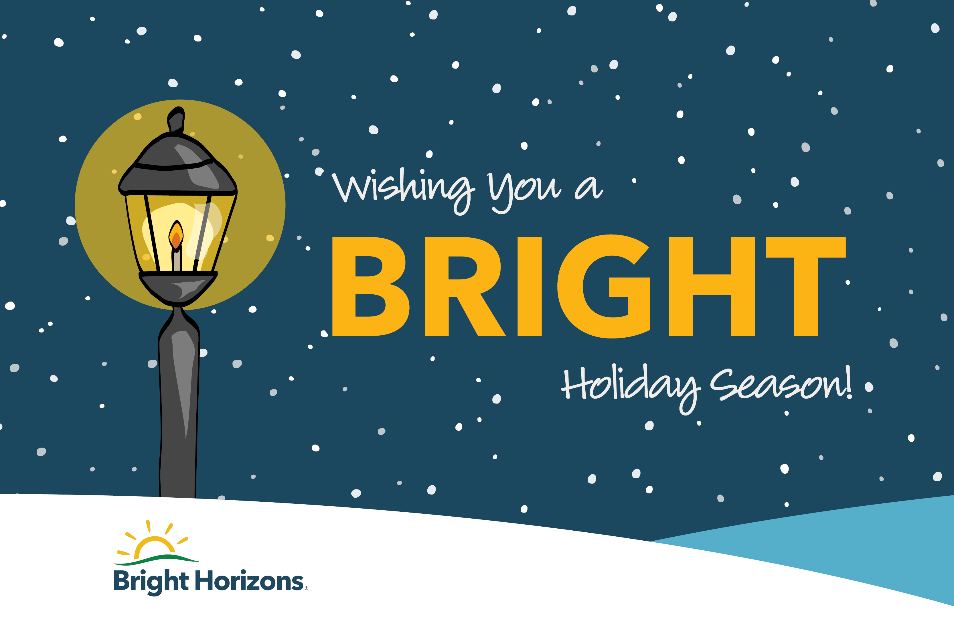 Happy Holidays graphic with a lamppost