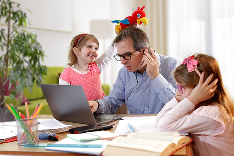 Dad WFH being interrupted by his young kids