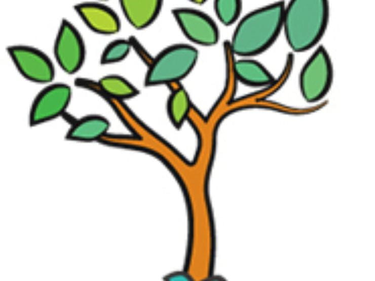 Clip art of a tree with gradient green leaves 
