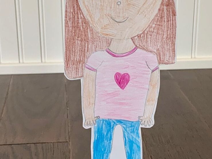 A paper doll made by children during arts and crafts at day care 