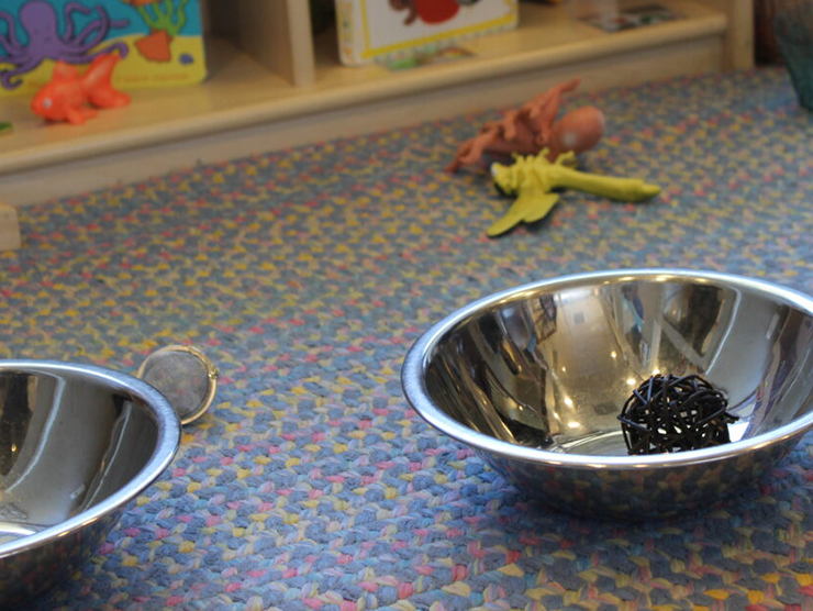 Large bowls and other toys used at Bright Horizons day care 
