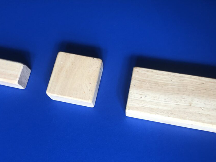 Small, medium, and large wooden blocks for playtime at day care 