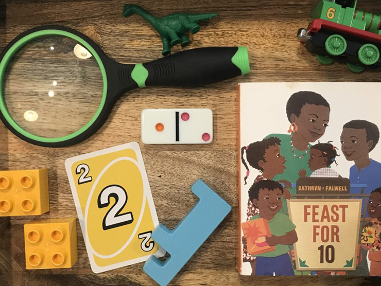 A collection of items used for a game at day care 